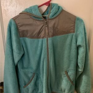 The North Face Teal and Gray Fleece Jacket